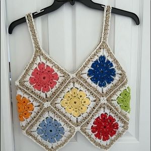 Crocheted granny square tank top